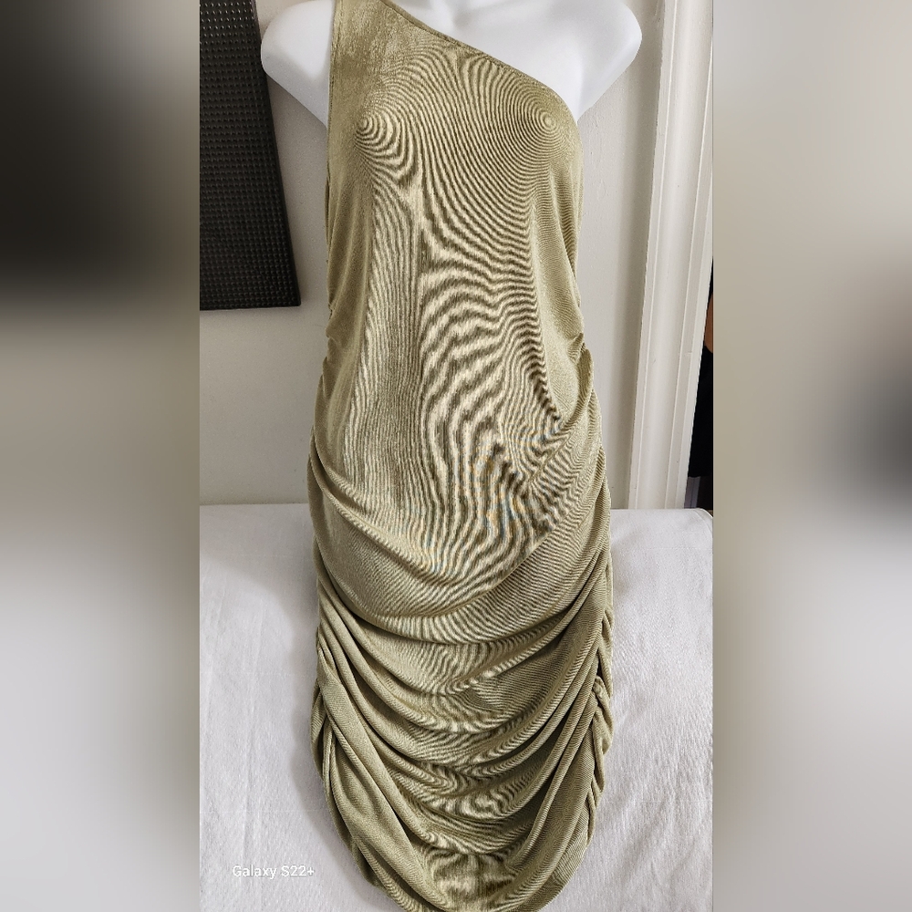 Vintage Green Asymmetrical Ruched Cocktail Dress